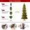 7FT/9FT Pre-Lit Green Slim Fir Artificial Christmas Tree with 350/500 strawberry Lights,9 Functional Warm White/Multi-color, remote controller